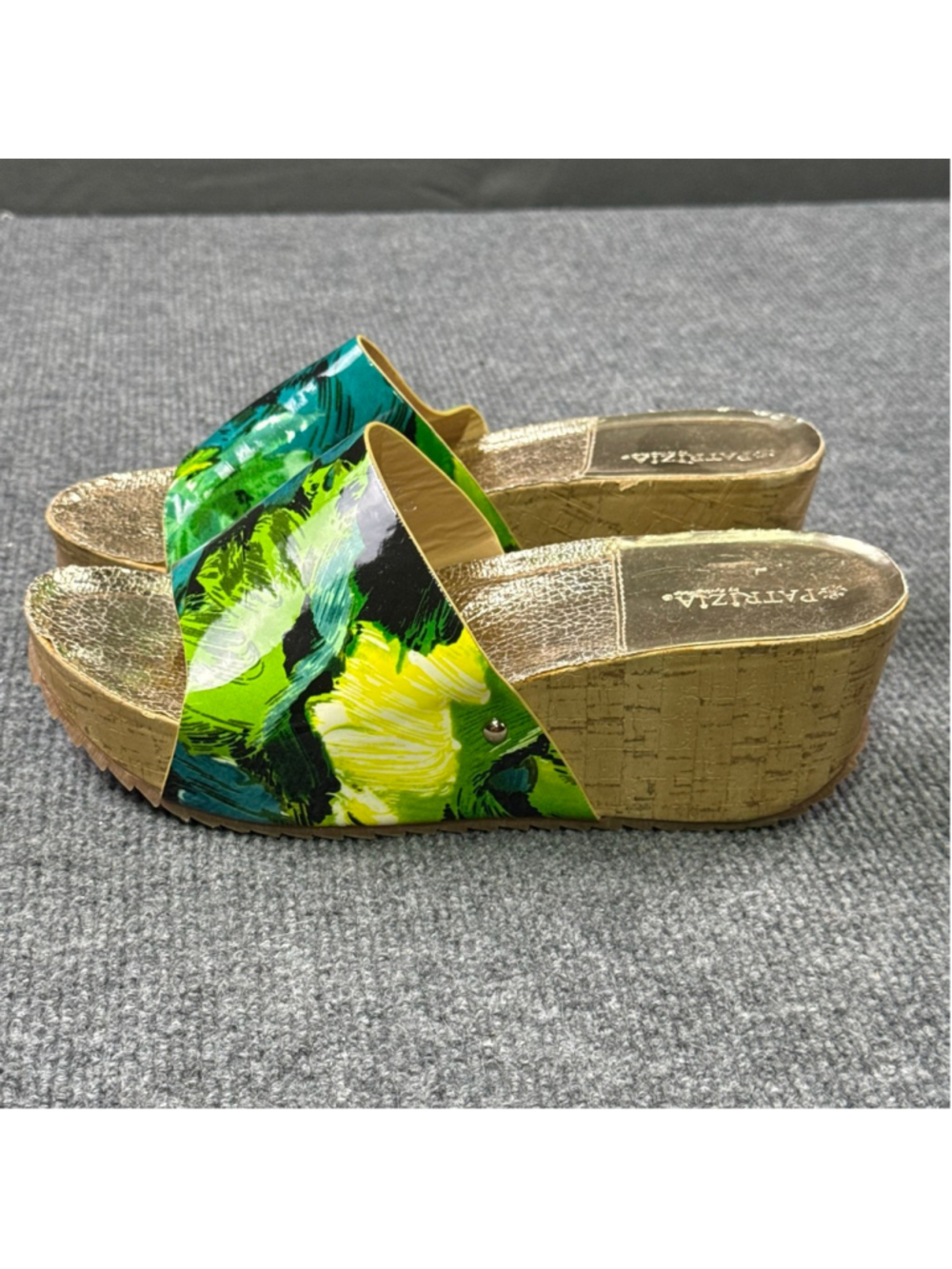 Patrizia Spring Step Sandals W 8.5 Slide Wedges Resort Tropical Platform Green